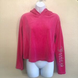 Juicy Couture Black Label Los Angeles Y2K Velour Rhinestones Pullover Hoodie XS